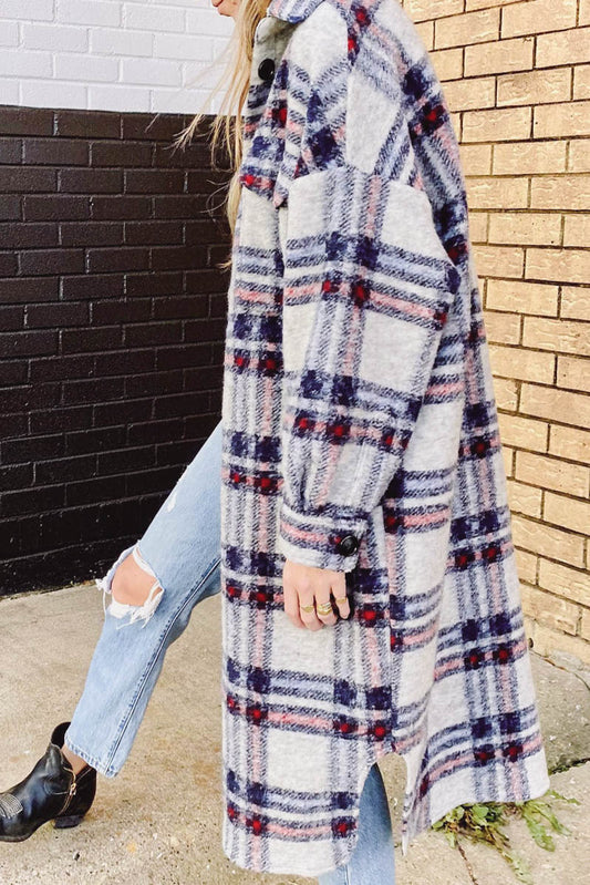 Winter Women Coat Thickened Elegant Plush Loose Plaid Long Sleeved Woolen Coat - Iyanka