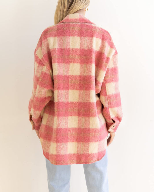 Winter Women Clothing Plaid Large Pocket Coarse Wool Coat - Iyanka