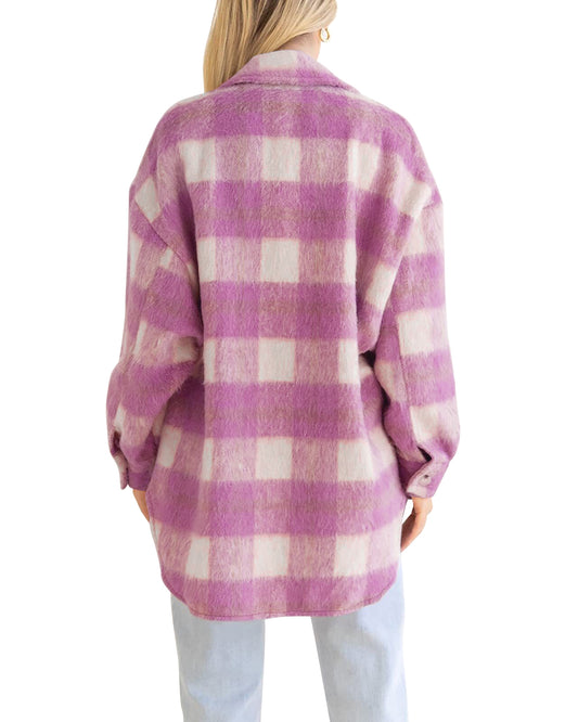 Winter Women Clothing Plaid Large Pocket Coarse Wool Coat - Iyanka