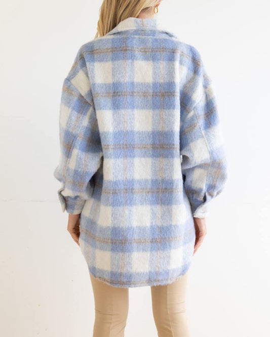 Winter Women Clothing Plaid Large Pocket Coarse Wool Coat - Iyanka