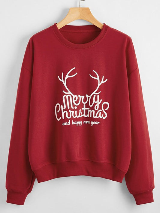 Christmas New Long Sleeve Sweatshirt Loose Girl Cartoon Sweatshirt Round Neck Printed - Iyanka