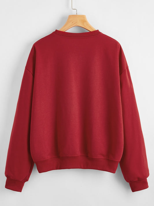 Christmas New Long Sleeve Sweatshirt Loose Girl Cartoon Sweatshirt Round Neck Printed - Iyanka