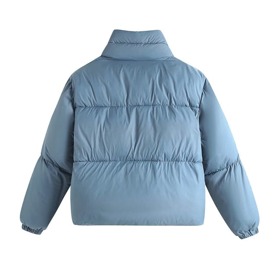 Autumn Women Blue Hooded Cotton Jacket Jacket - Iyanka