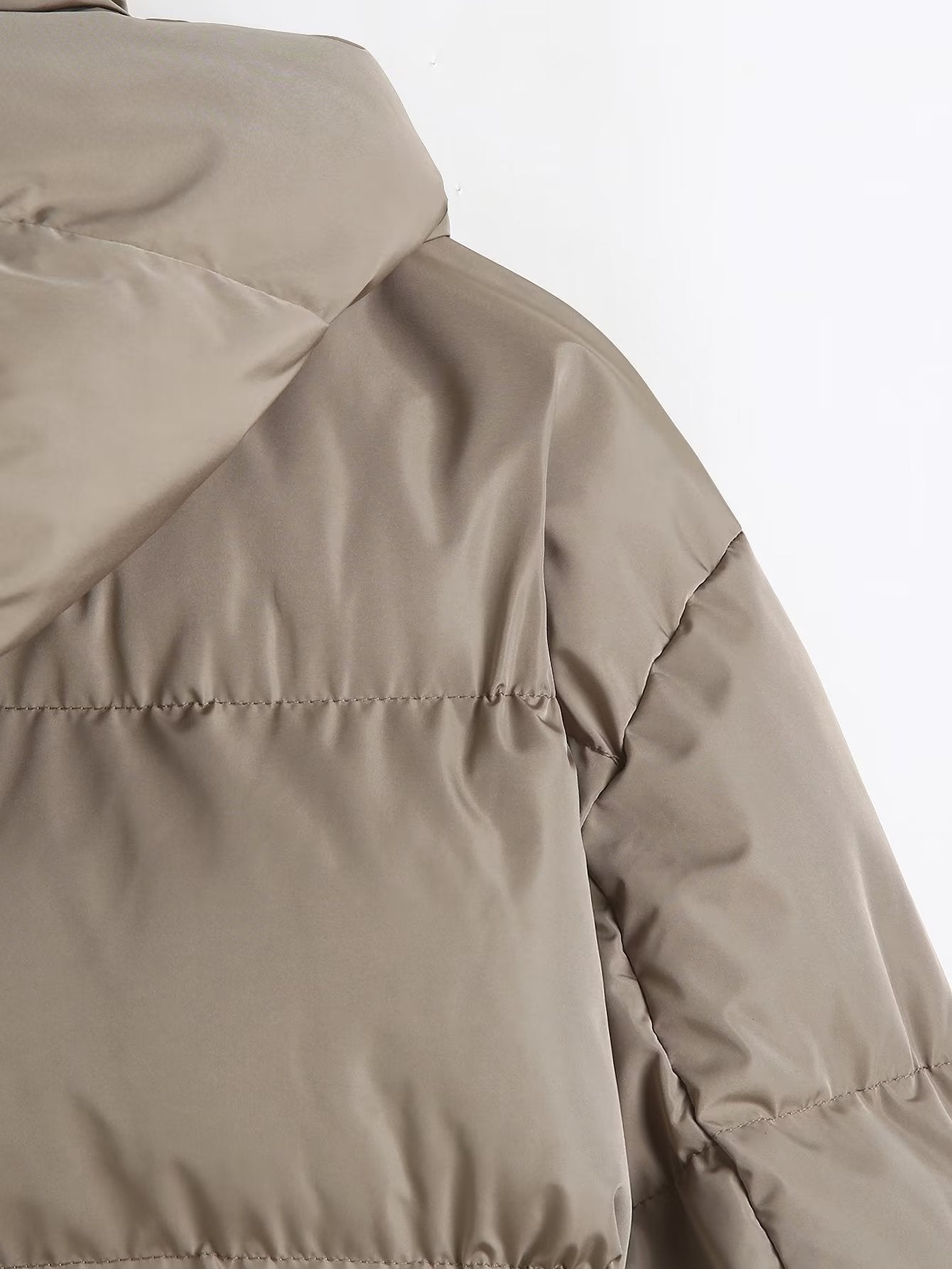 Autumn Women Clothing Khaki Hat Detachable Cotton Jacket Coat - Iyanka