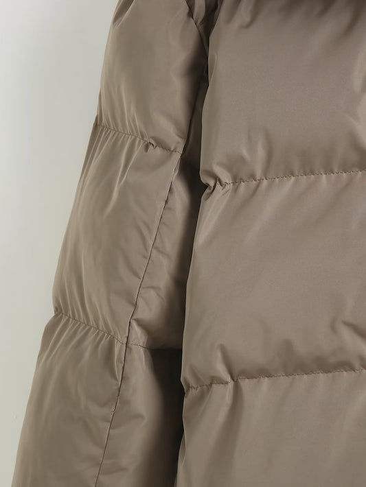 Autumn Women Clothing Khaki Hat Detachable Cotton Jacket Coat - Iyanka