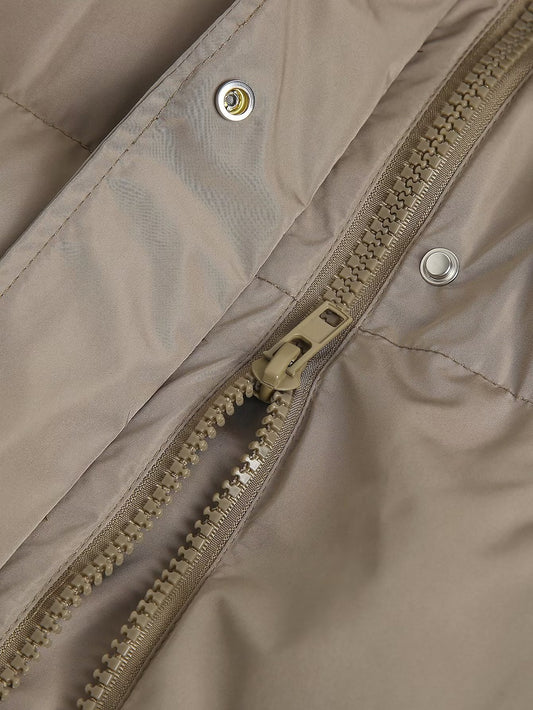 Autumn Women Clothing Khaki Hat Detachable Cotton Jacket Coat - Iyanka