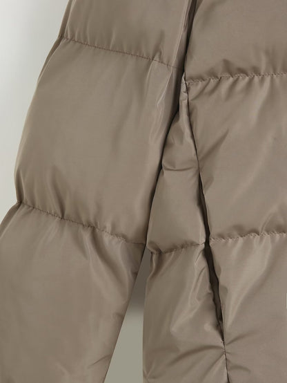 Autumn Women Clothing Khaki Hat Detachable Cotton Jacket Coat - Iyanka