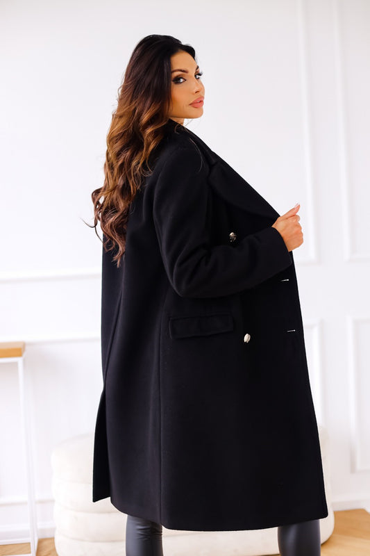 Autumn Winter Simplicity Long Sleeve Collared Double Breasted Woolen Coat Women Clothing - Iyanka