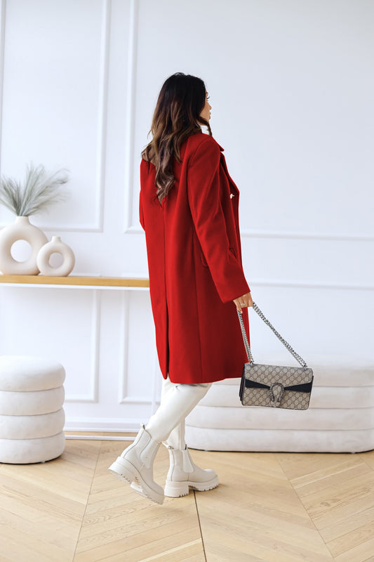 Autumn Winter Simplicity Long Sleeve Collared Double Breasted Woolen Coat Women Clothing - Iyanka