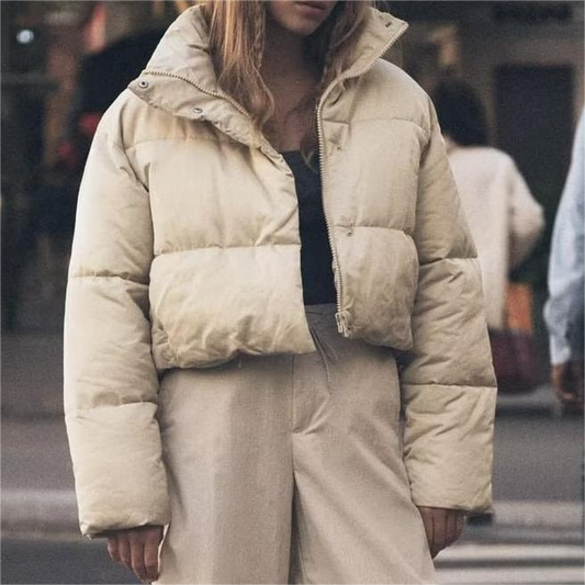 Autumn Women Clothing Urban Casual Short Bread Coat Cotton Padded Coat - Iyanka