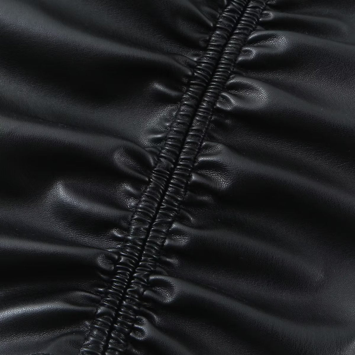Spring Adult Lady Woman Sexy Side Drawstring Faux Leather Sling Leather Hip Dress - Iyanka