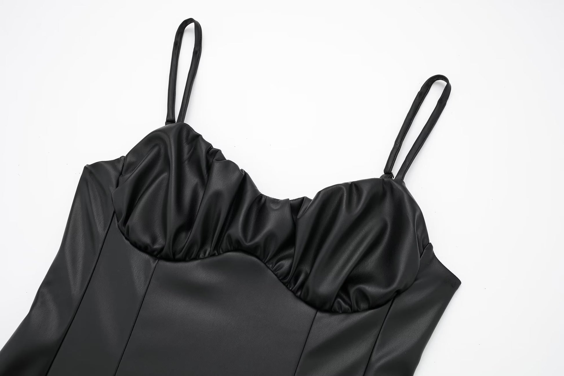 Women Black Faux Leather Cami Dress - Iyanka