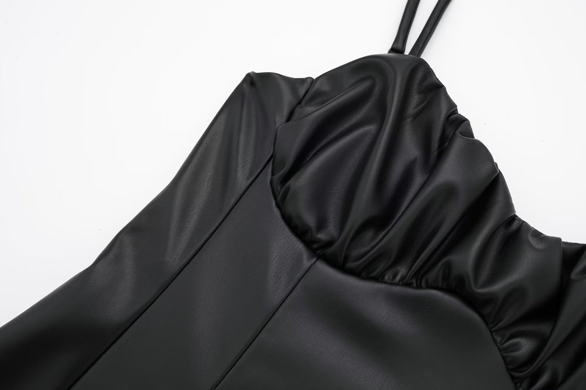Women Black Faux Leather Cami Dress - Iyanka