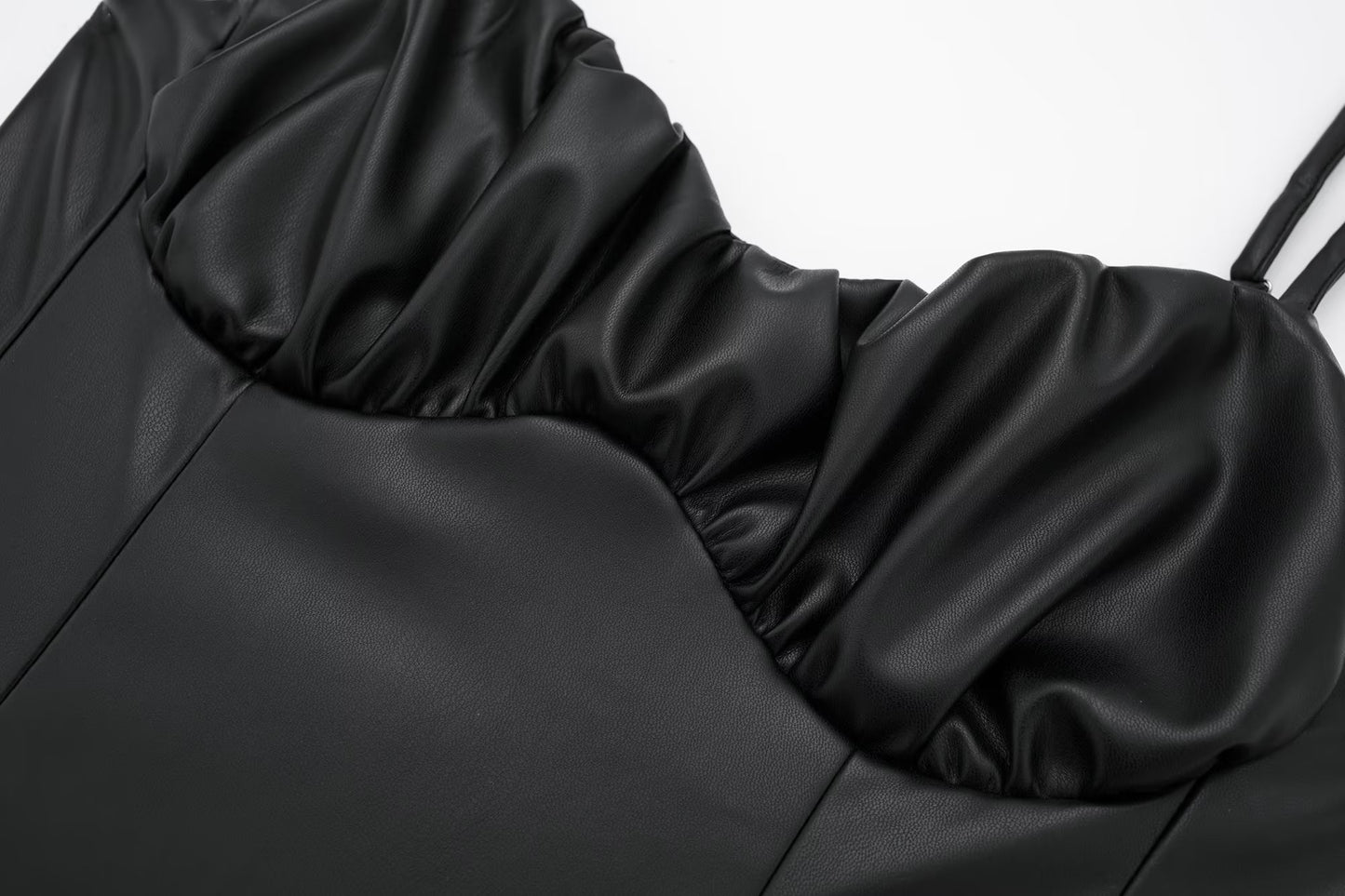 Women Black Faux Leather Cami Dress - Iyanka