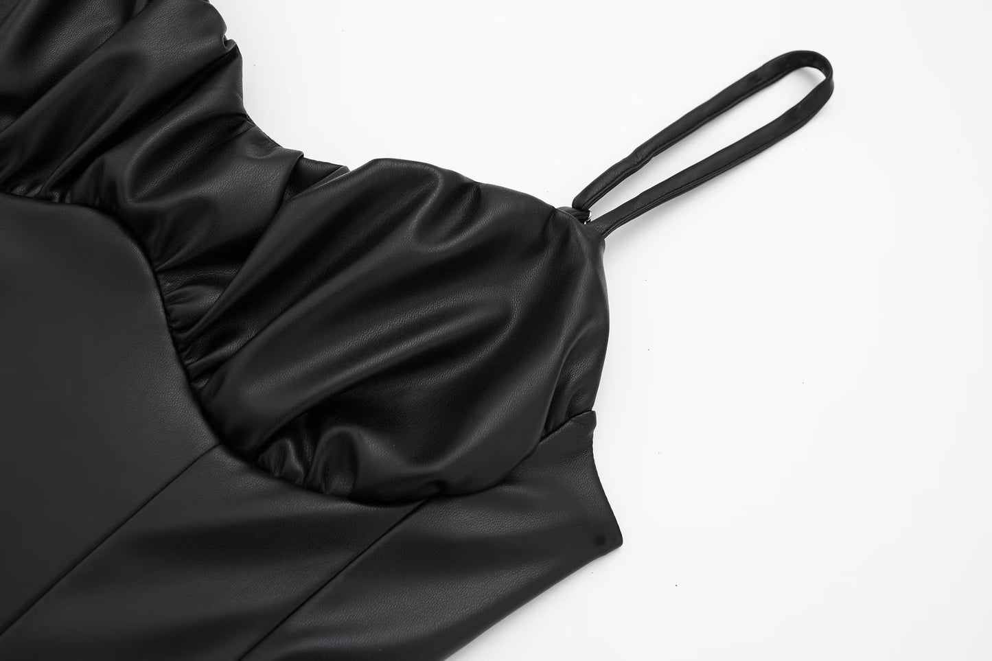 Women Black Faux Leather Cami Dress - Iyanka