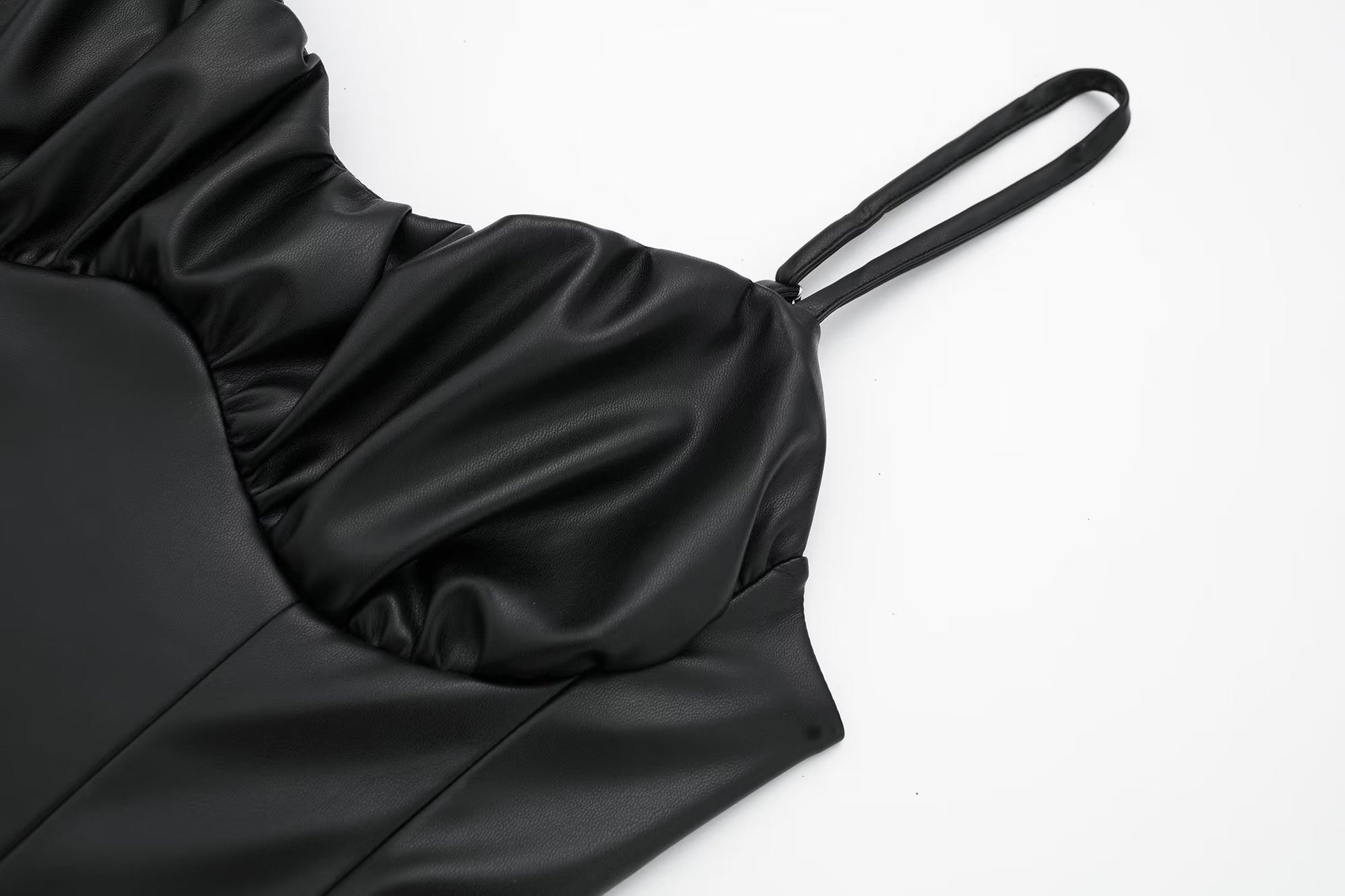 Women Black Faux Leather Cami Dress - Iyanka
