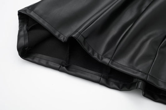 Women Black Faux Leather Cami Dress - Iyanka