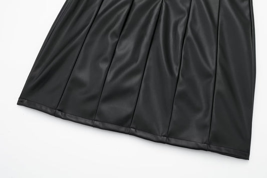Women Black Faux Leather Cami Dress - Iyanka