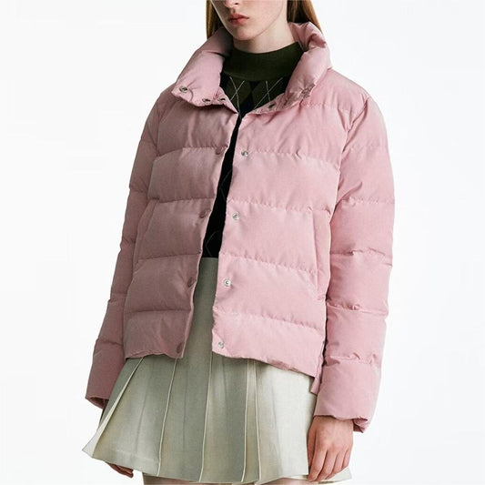 Autumn Winter Simple Stand Collar Slim Fit Slimming Bread Coat Cotton Padded Coat for Women - Iyanka