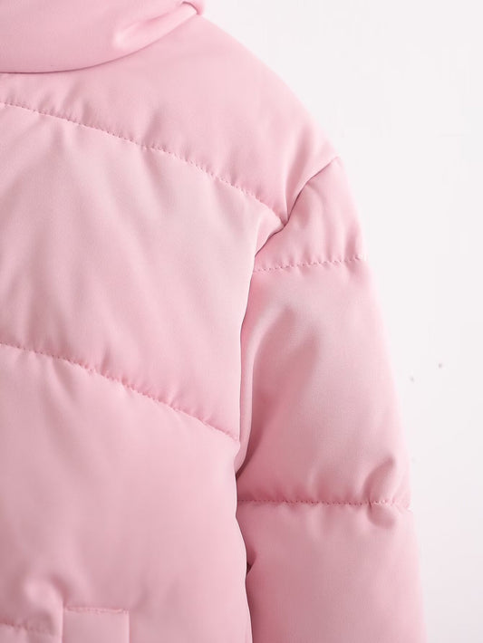 Autumn Winter Simple Stand Collar Slim Fit Slimming Bread Coat Cotton Padded Coat for Women - Iyanka