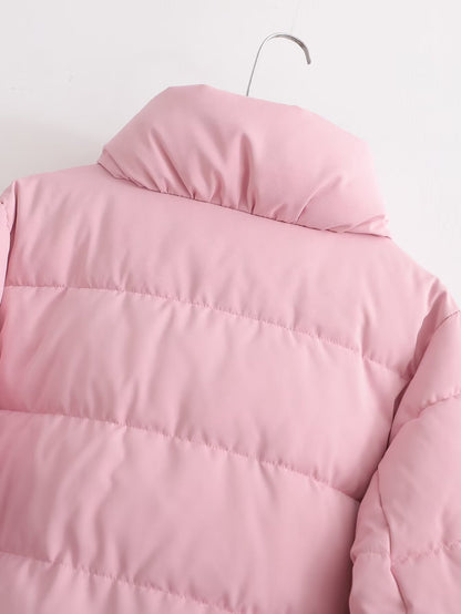 Autumn Winter Simple Stand Collar Slim Fit Slimming Bread Coat Cotton Padded Coat for Women - Iyanka