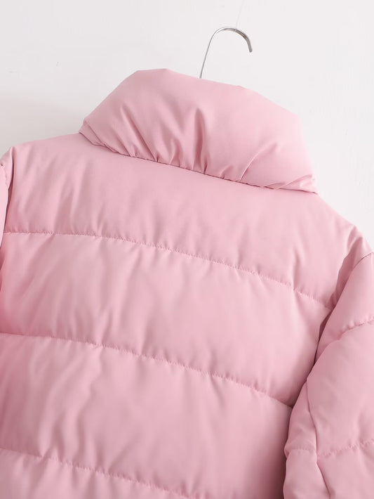 Autumn Winter Simple Stand Collar Slim Fit Slimming Bread Coat Cotton Padded Coat for Women - Iyanka