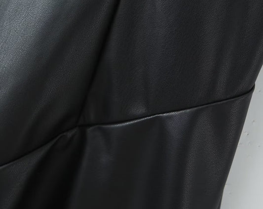 Autumn Winter Sexy Sexy Faux Leather Strap Dress Women High Waist Slimming A Line Dress Base - Iyanka