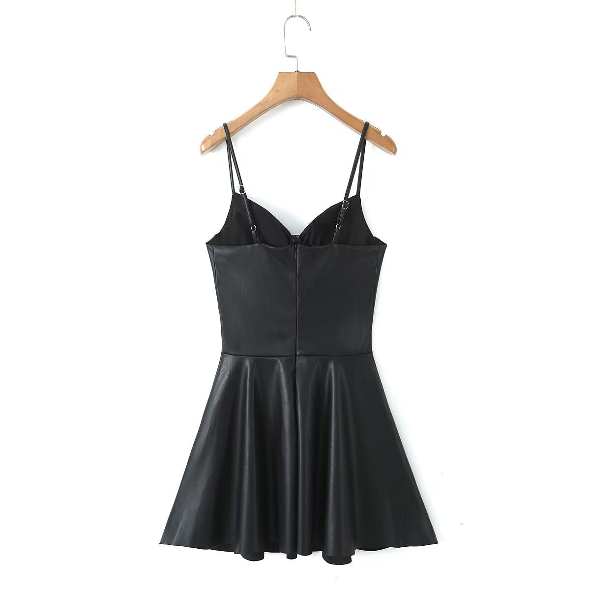 Autumn Winter Sexy Sexy Faux Leather Strap Dress Women High Waist Slimming A Line Dress Base - Iyanka