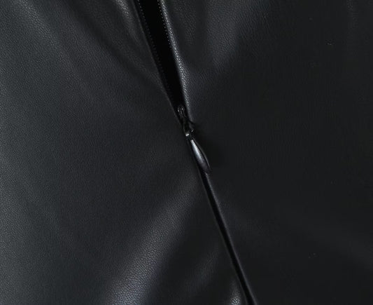 Autumn Winter Sexy Sexy Faux Leather Strap Dress Women High Waist Slimming A Line Dress Base - Iyanka