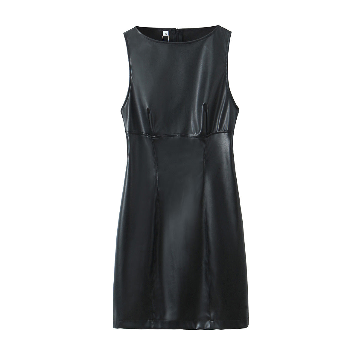 Minimalist Sexy Casual Dress Basic Faux Leather Slimming Pullover Elegant Hip Dress for Women - Iyanka