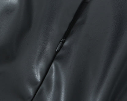Minimalist Sexy Casual Dress Basic Faux Leather Slimming Pullover Elegant Hip Dress for Women - Iyanka