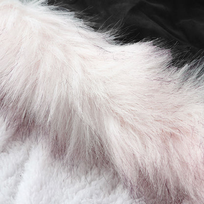 Women Cotton Padded Coat White Fur Collar Parka Mid Length Hooded Winter Warm Velvet Coat Woman Cotton Dress - Iyanka