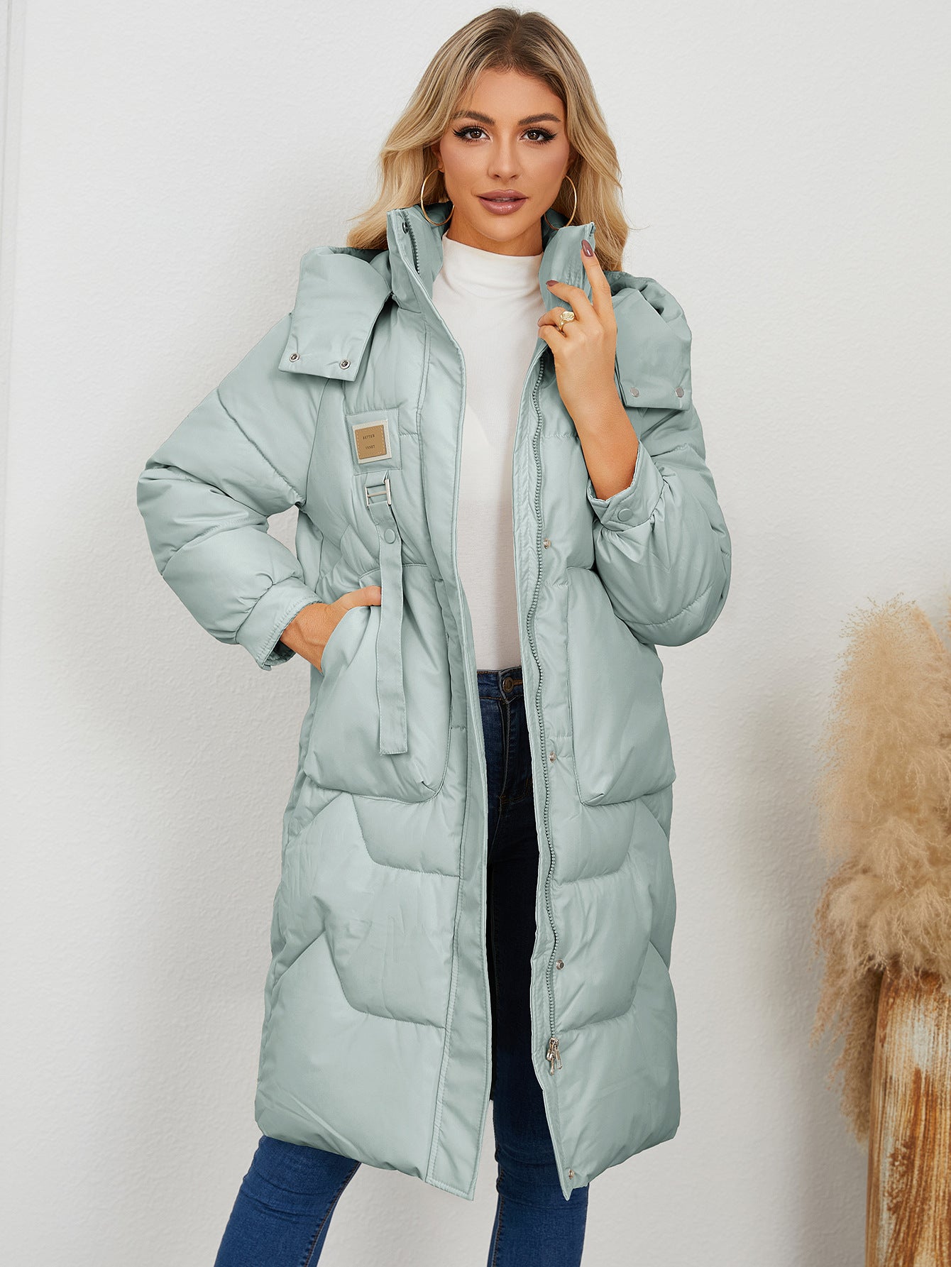 Women Clothing Autumn Winter Cotton Clothing Coat Thickened Long Sleeve Warm Hat Cotton Coat Coat Coat - Iyanka