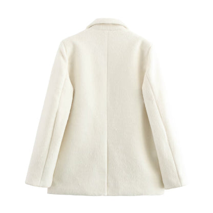 Autumn Fashionable Casual Soft Artificial Fur Effect Straight Cut Blazer - Iyanka
