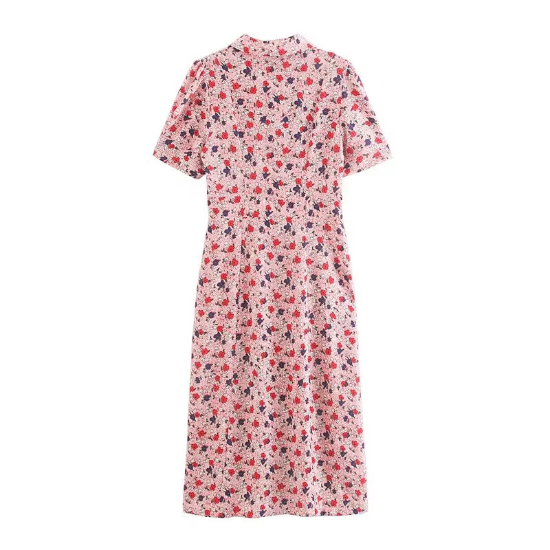 Winter Women Clothing Slim Short Sleeve Print Dress