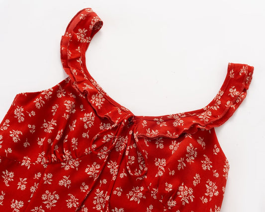 Seaside Vacation Elegant Floral Suspender Dress Spring Small Printed Dress