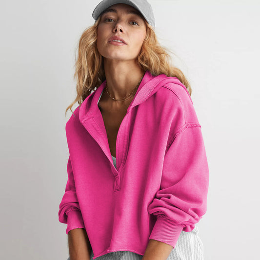 Loose Brand Hooded Sweatshirt Women Spring Autumn Women Clothing V neck Top Pullover Long Sleeved Shirt - Iyanka