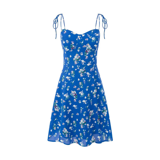 Sweet Printed Chic Strap Short Dress Seaside Vacation Mini Dress
