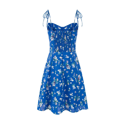 Sweet Printed Chic Strap Short Dress Seaside Vacation Mini Dress