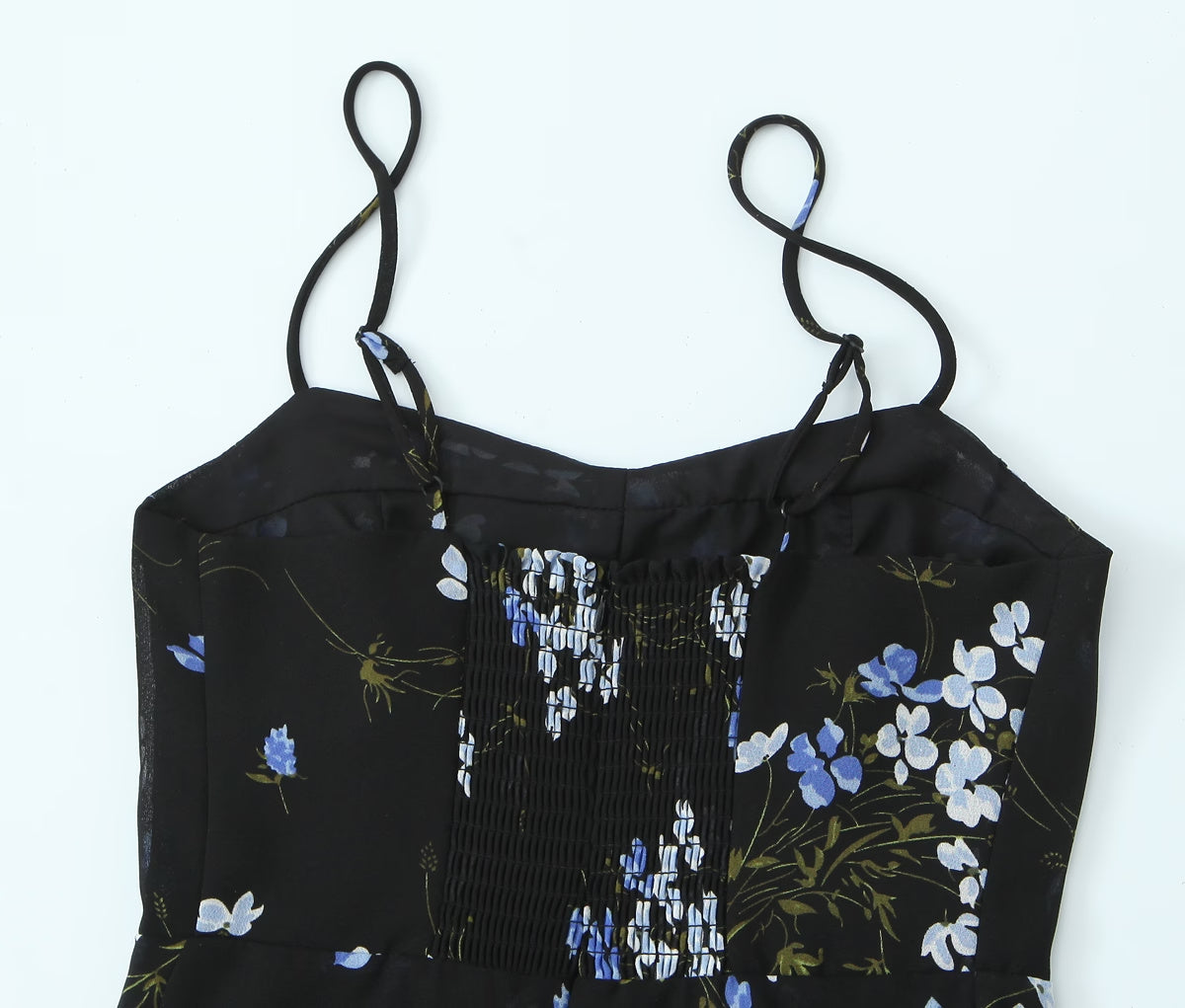 Spring Women Floral Print Slim Fit Short Ruffled Spaghetti Straps Dress