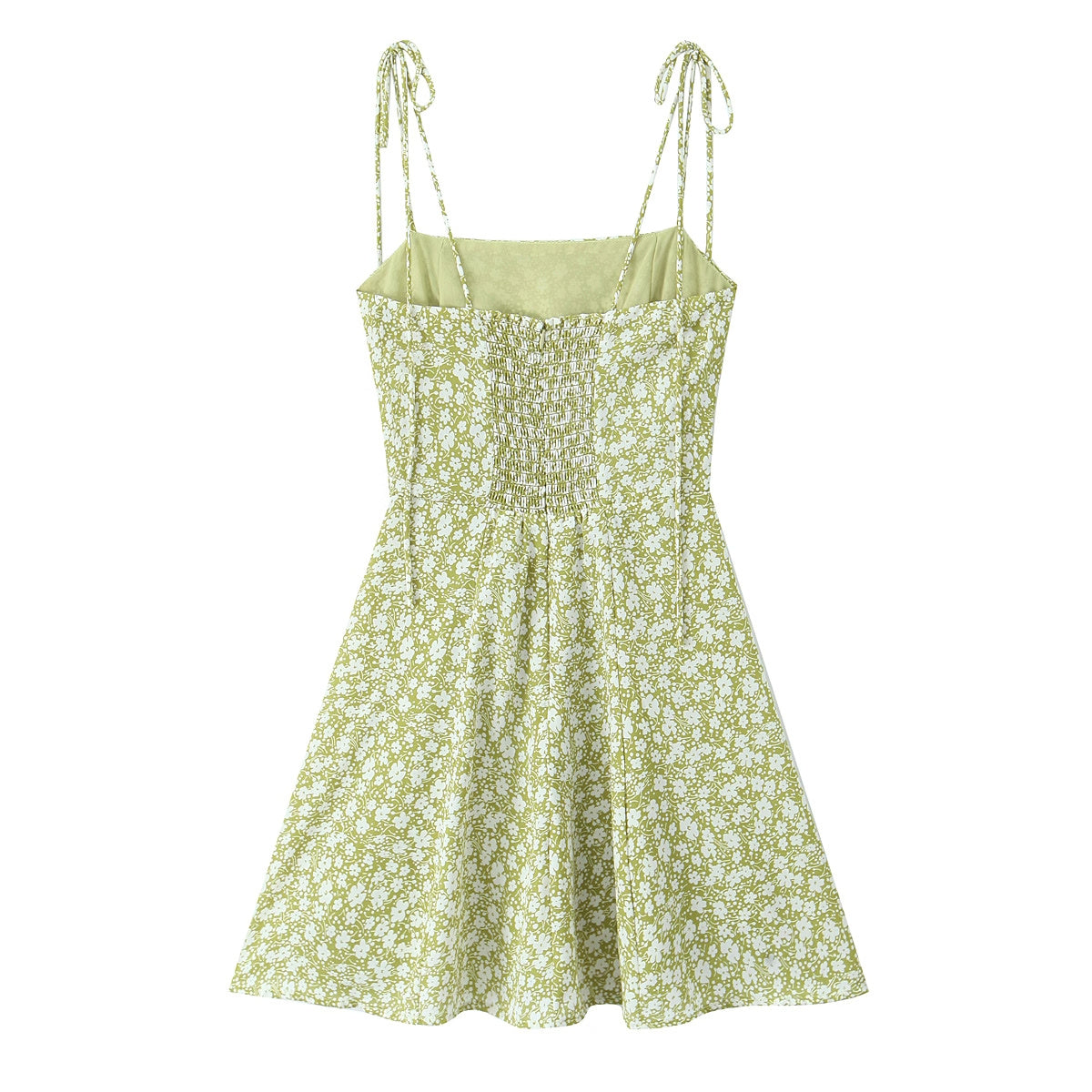 Women Clothing Spring French Floral Tight Waist Suspenders Short Dress