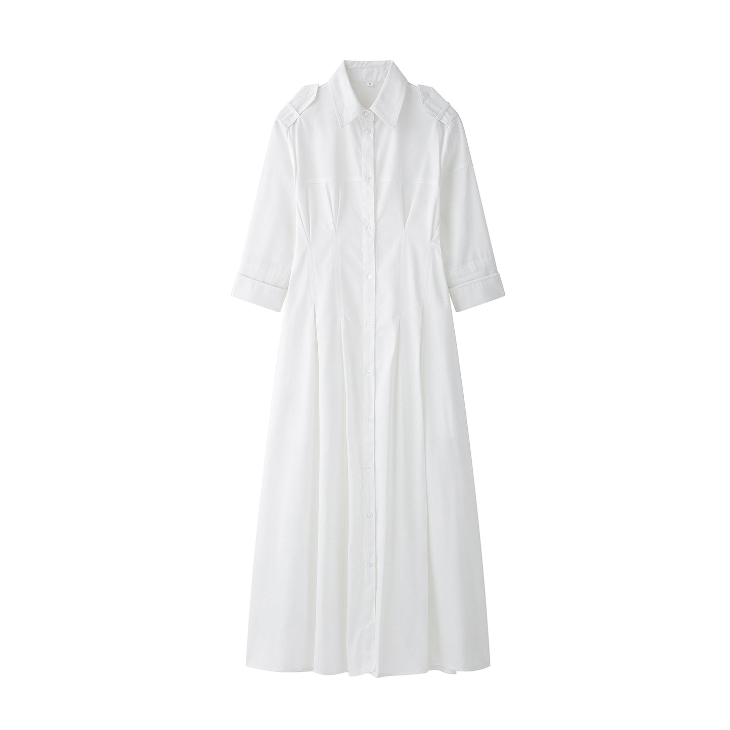 Women Solid Color Tied Shirt Midi Dress