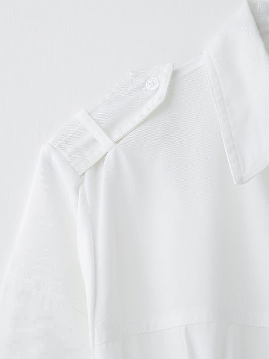 Women Solid Color Tied Shirt Midi Dress