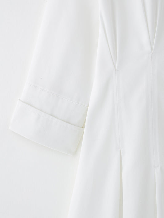 Women Solid Color Tied Shirt Midi Dress