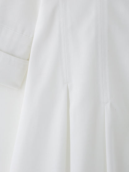 Women Solid Color Tied Shirt Midi Dress
