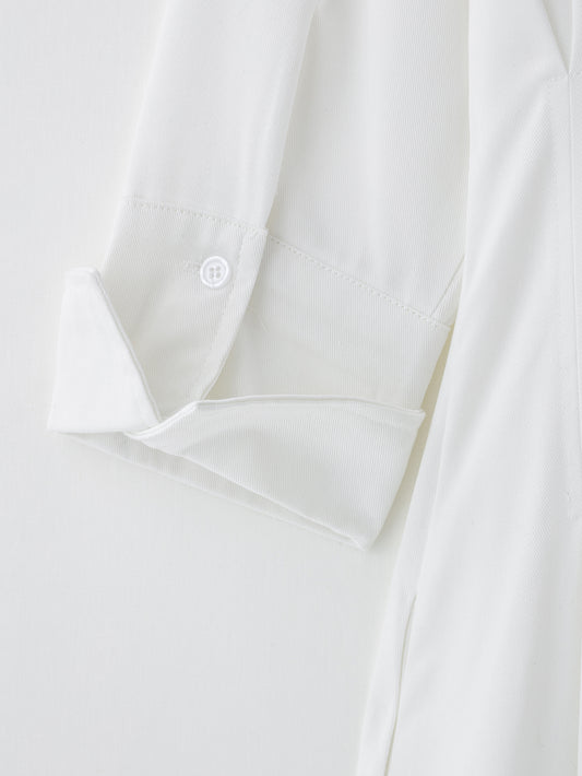 Women Solid Color Tied Shirt Midi Dress