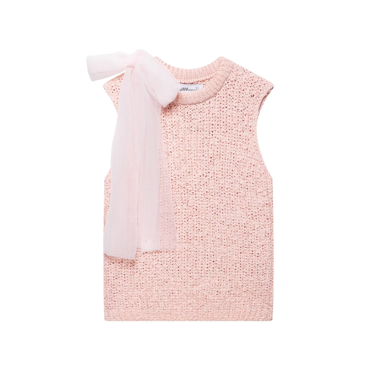 Spring Women Clothing Transparent Bowknot Decoration Knitted Top - Iyanka