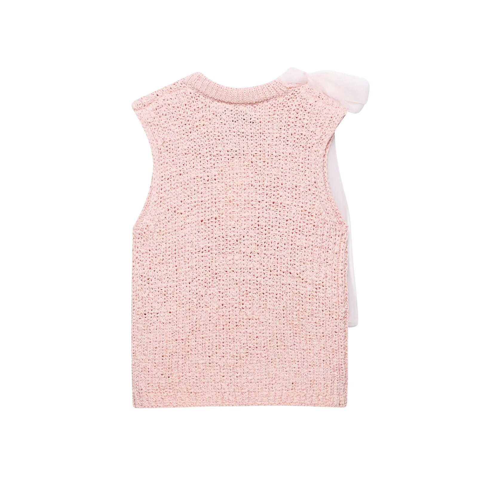 Spring Women Clothing Transparent Bowknot Decoration Knitted Top - Iyanka