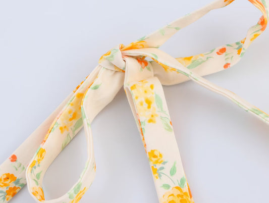 Spring Women Clothing Bowknot Decoration Floral Printed Poplin Dress