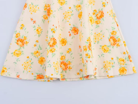 Spring Women Clothing Bowknot Decoration Floral Printed Poplin Dress